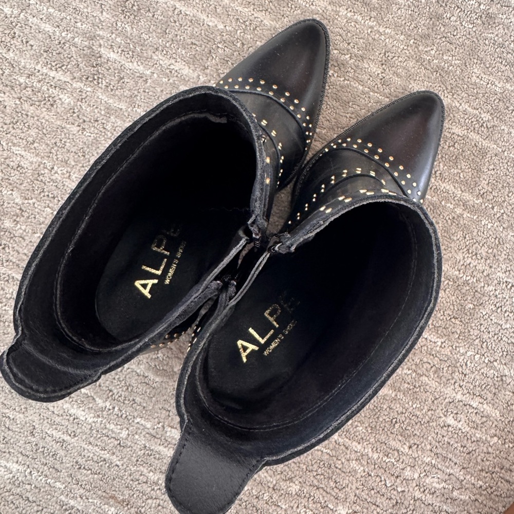 Alpe Spain - Black Ankle Boots with Gold Studs - Picture 3 of 4